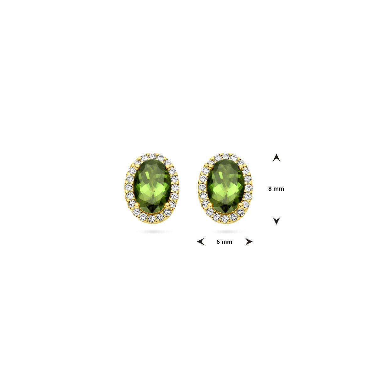 14k Gelbgold-Ohrstecker mit Turmalin und Diamant