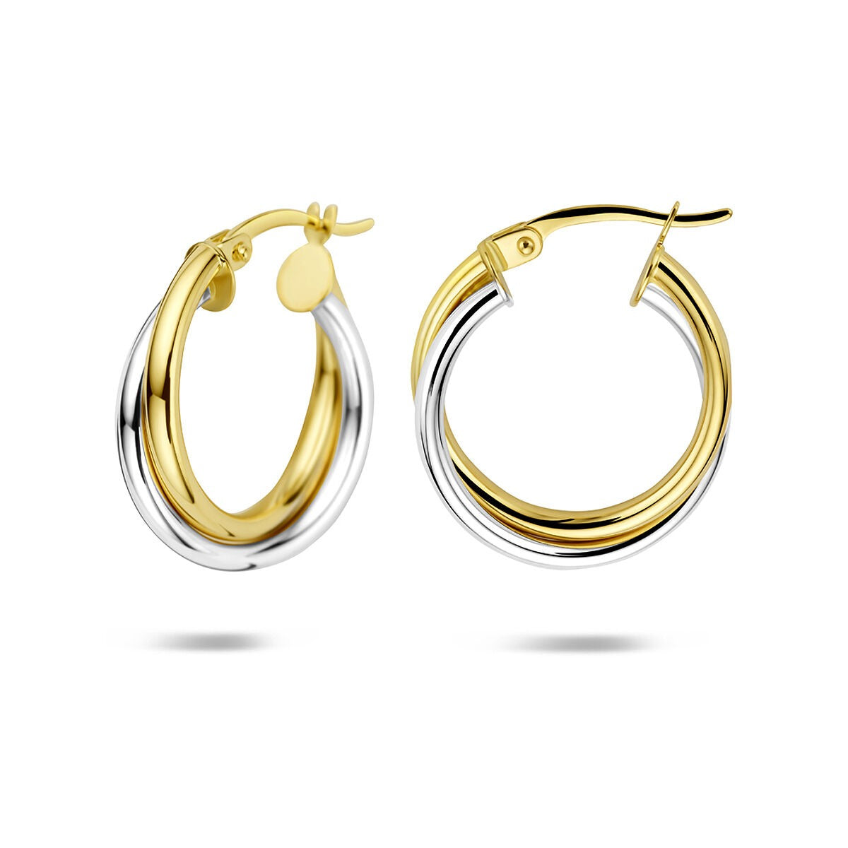 14k Bicolor-Ohrringe – Gelb- und Weißgold
