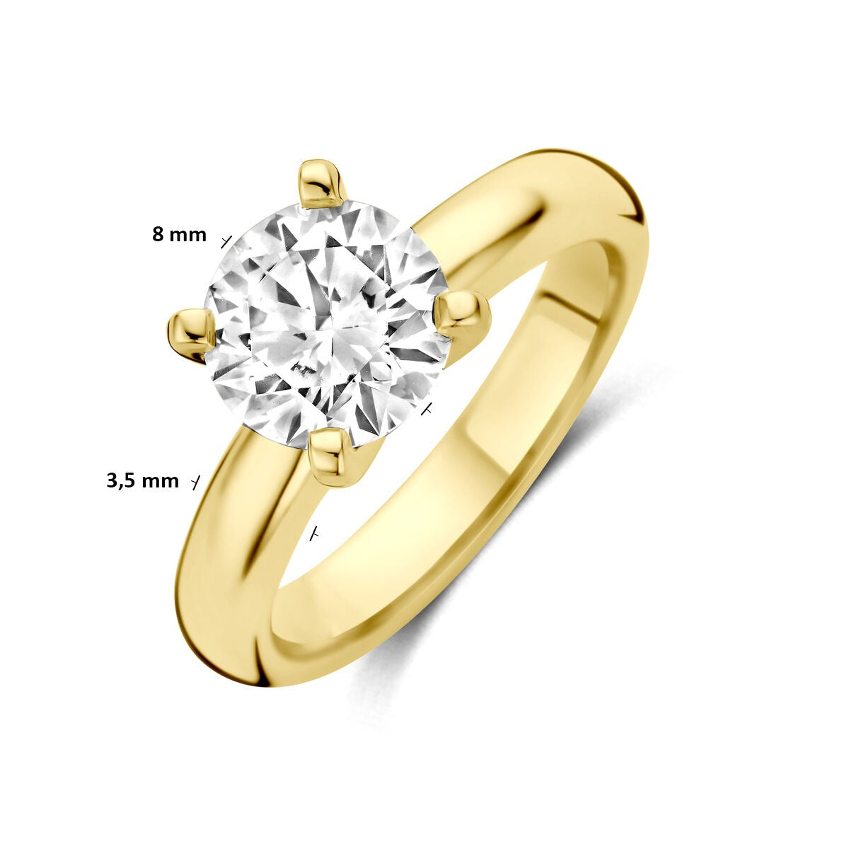14K Gelbgoldring mit Labor-Diamant 2,00ct