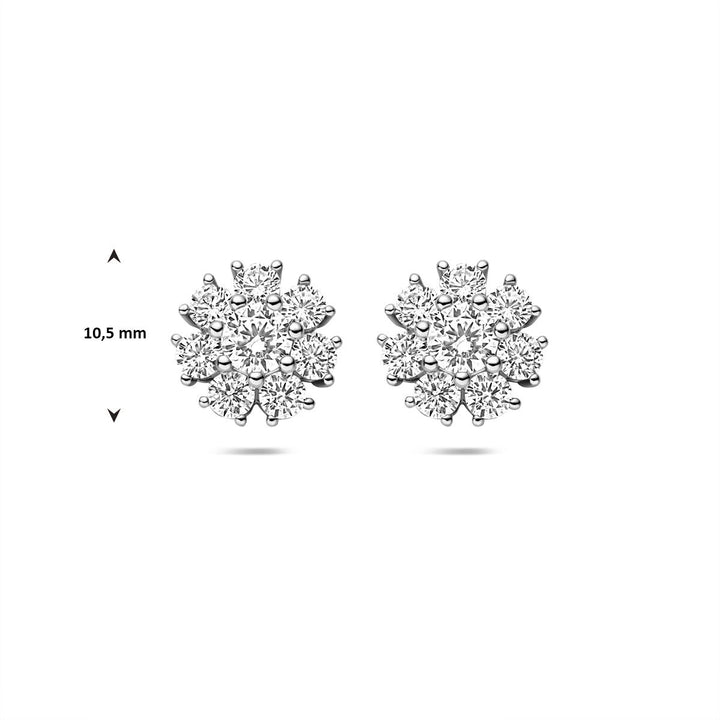 Zilveren oorknoppen met zirkonia – gerhodineerd 925 zilver