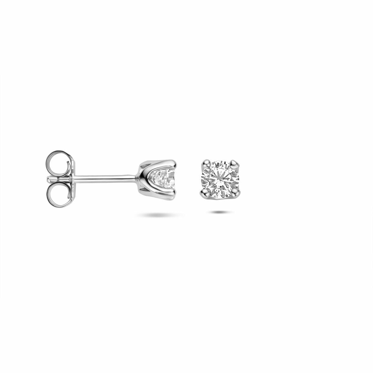 Silberne Ohrstecker mit Zirkonia – rhodiniertes 925er Silber