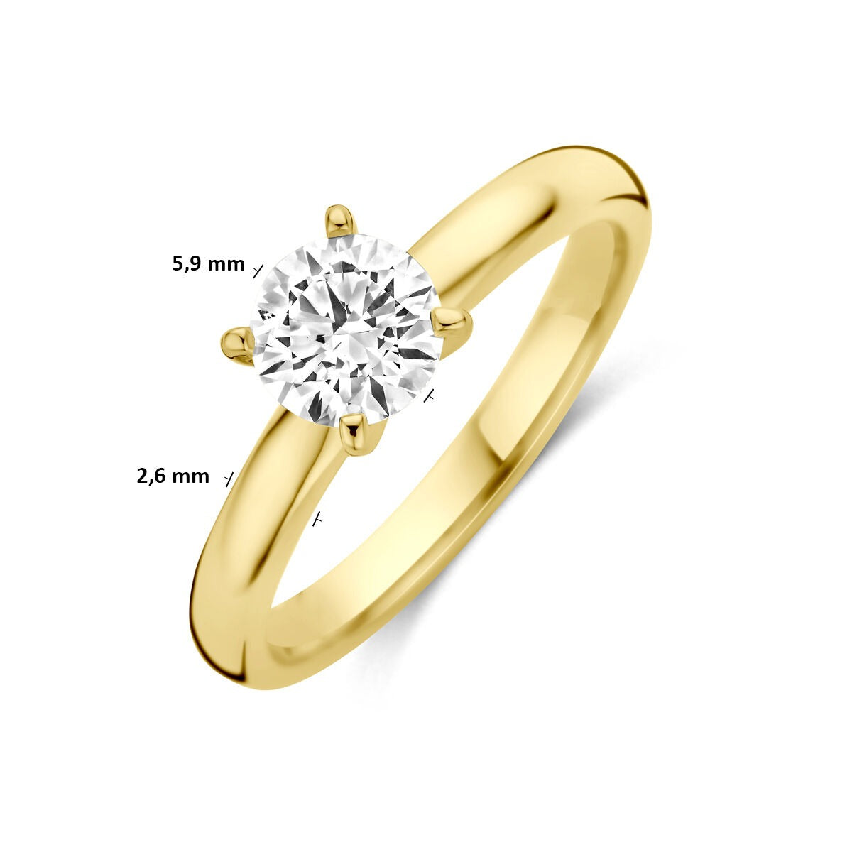 14k Gelbgoldring mit Labor-Diamant 0.75ct