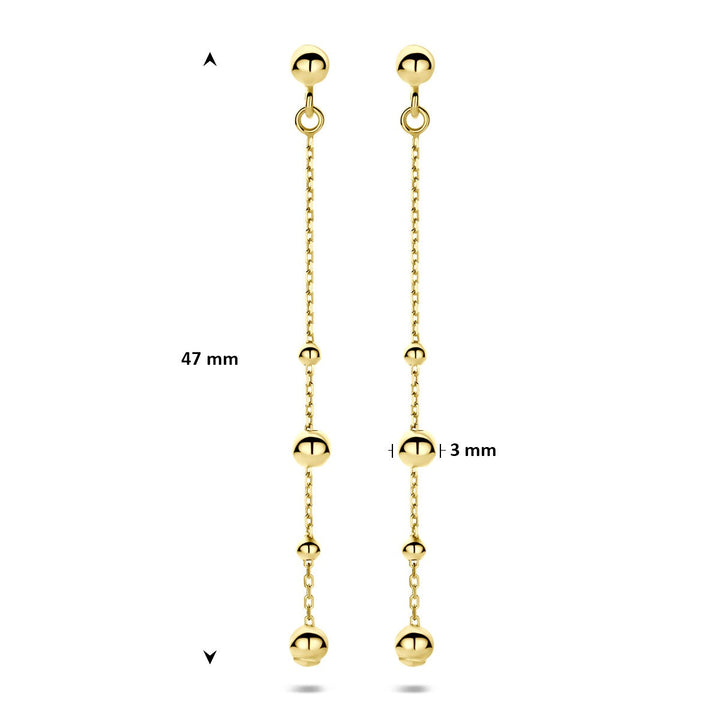 14k Geelgouden oorhangers met bolletjes