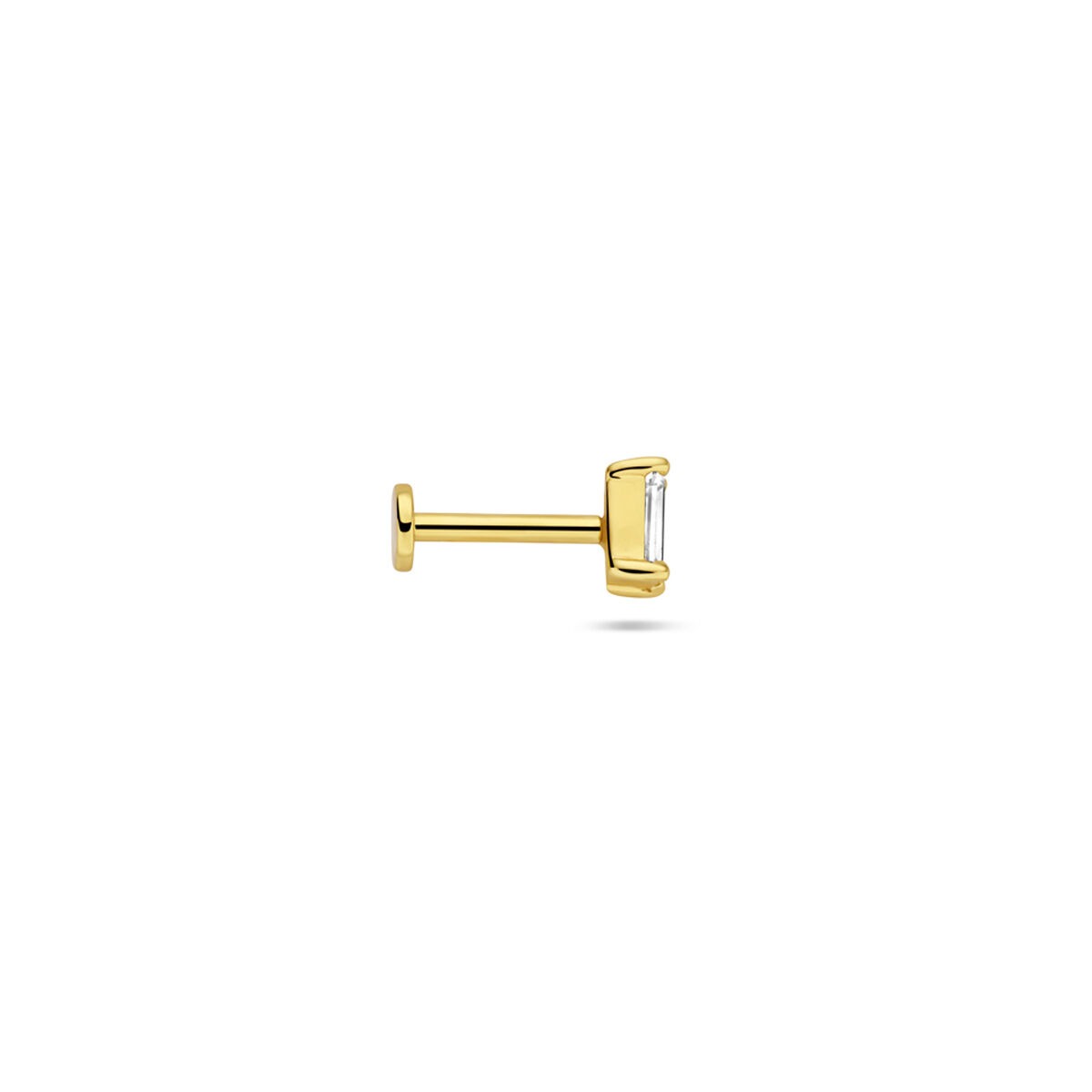 Vergoldetes Sterlingsilber Flat Back Piercing mit Baguette Zirkonia – 925er Silber