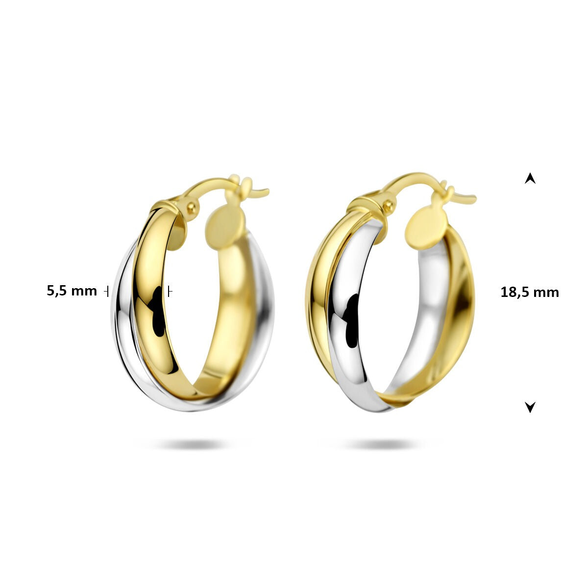 14k Bicolor-Ohrringe aus Gelb- und Weißgold