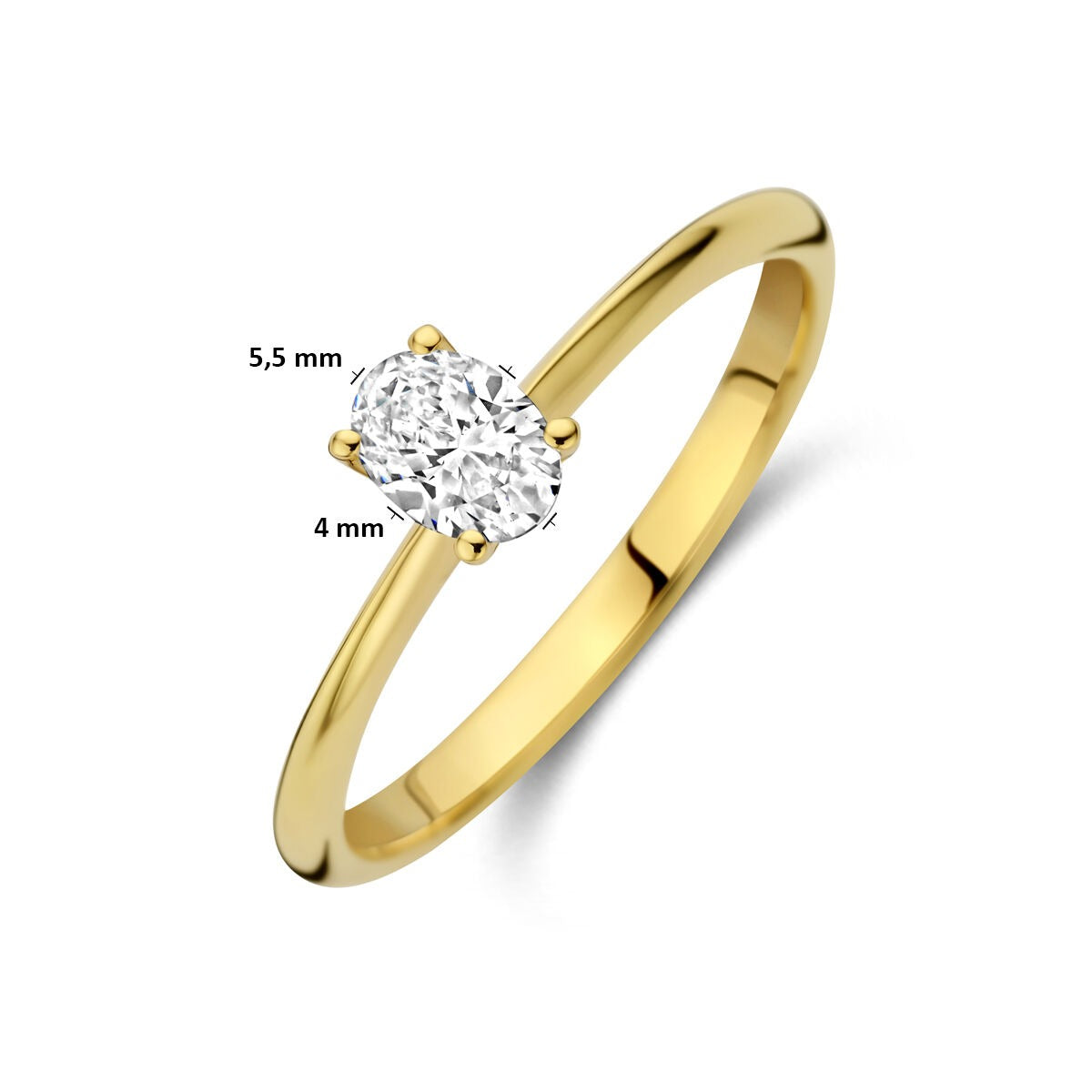 14K Gelbgoldring mit im Labor gewachsenem Diamanten – oval 0.30 Karat