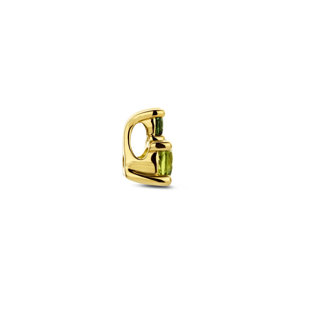 14k Geelgouden hanger met peridoot en groene toermalijn