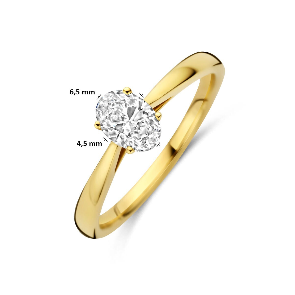 14k Gelbgoldring mit im Labor gezüchtetem Diamant – oval 0.50ct
