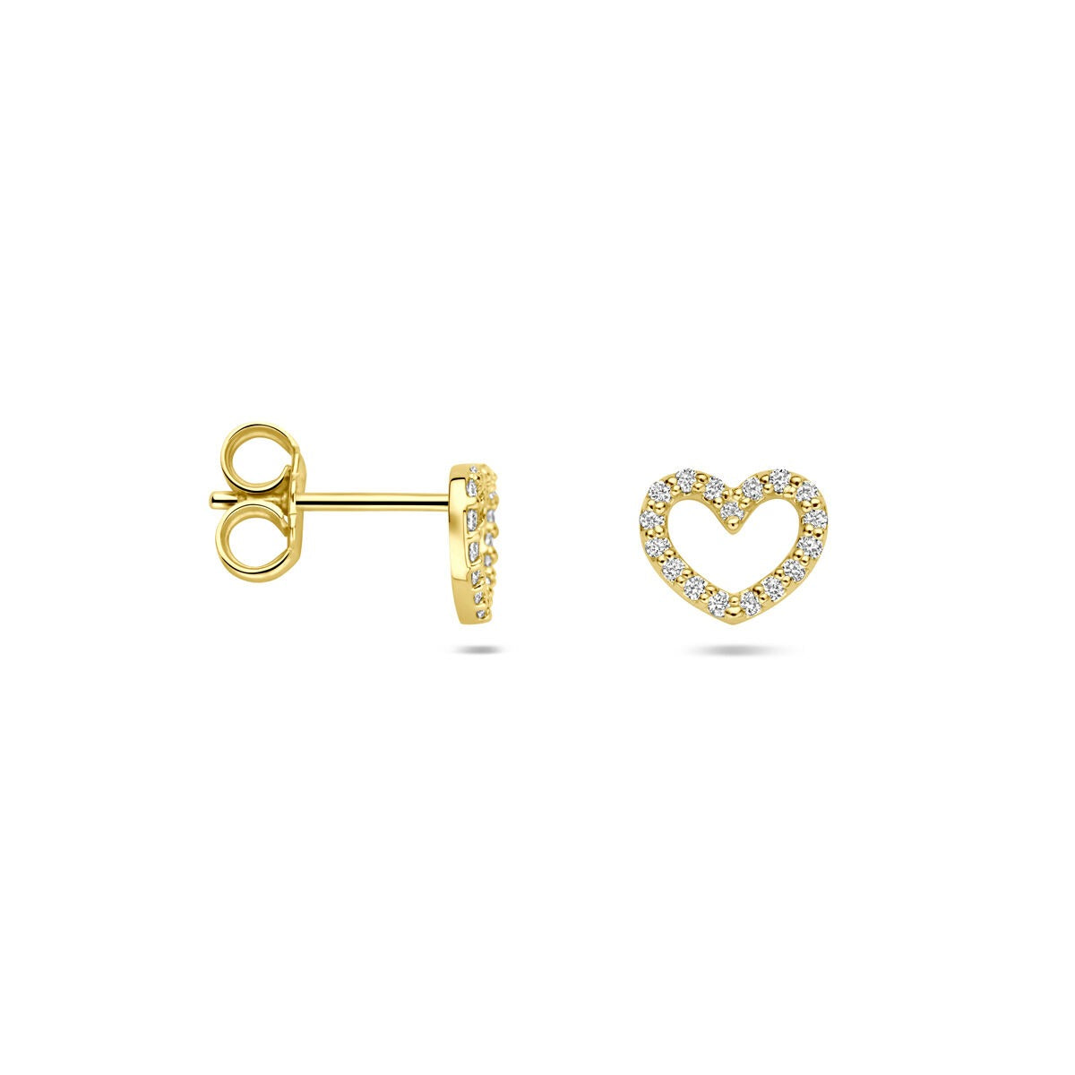 14k Gelbgold Herzohrstecker mit im Labor gezüchtetem Diamanten