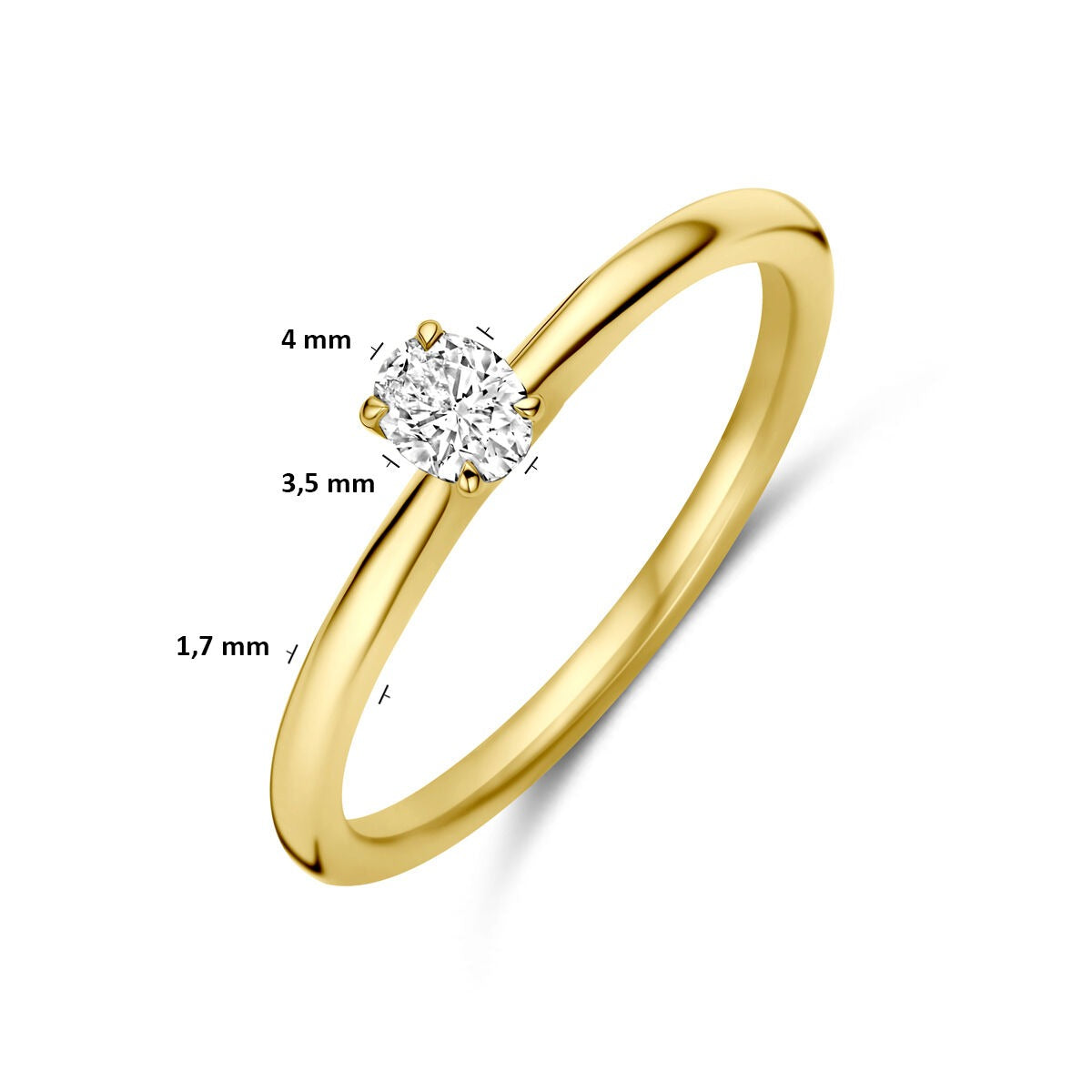14K Gelbgoldring mit Diamant 0,21 ct Solitaire