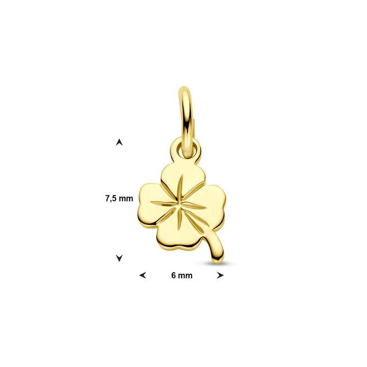 Gouden klavertje hanger – 9k geelgoud