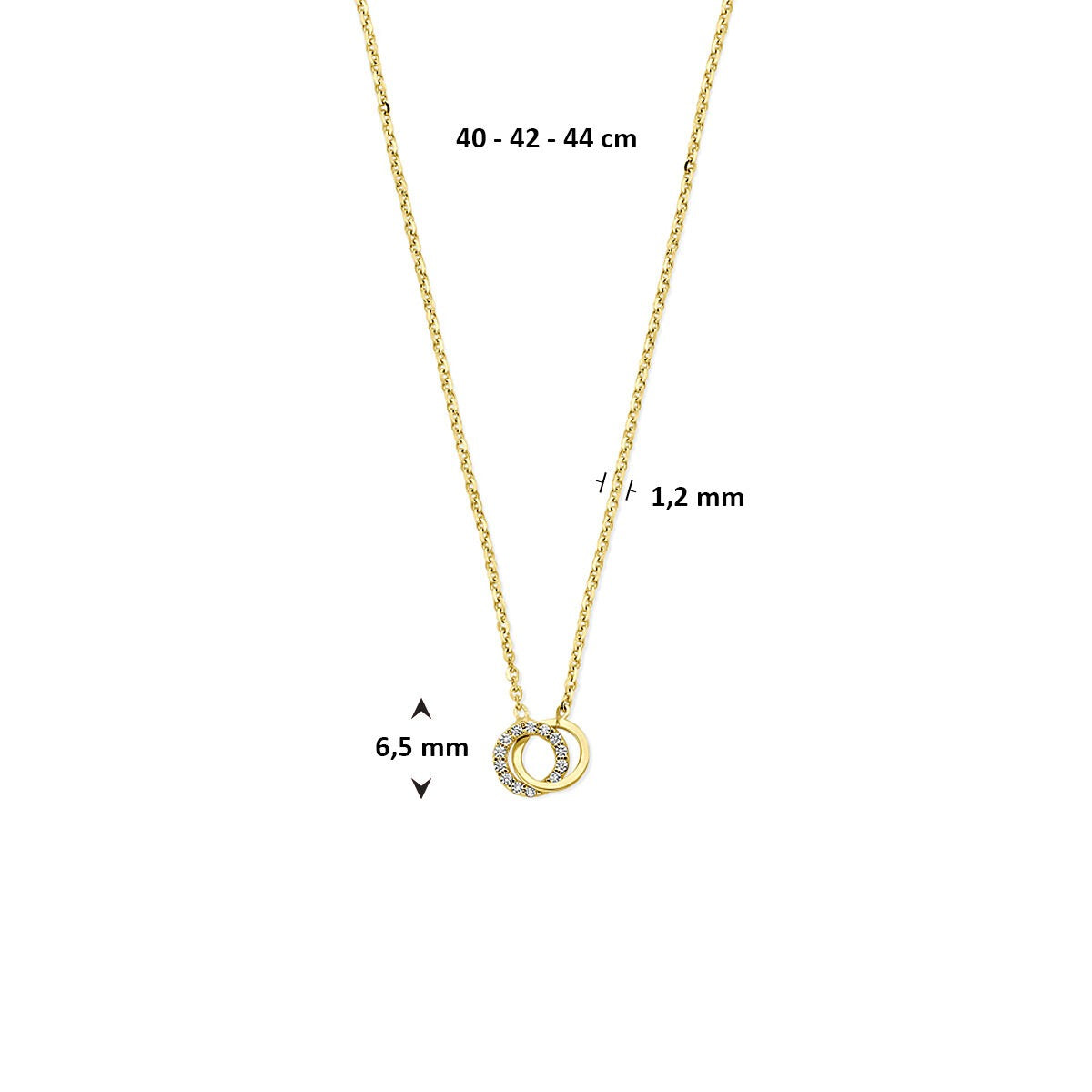 14k Gelbgold Damenhalskette mit Zirkonia