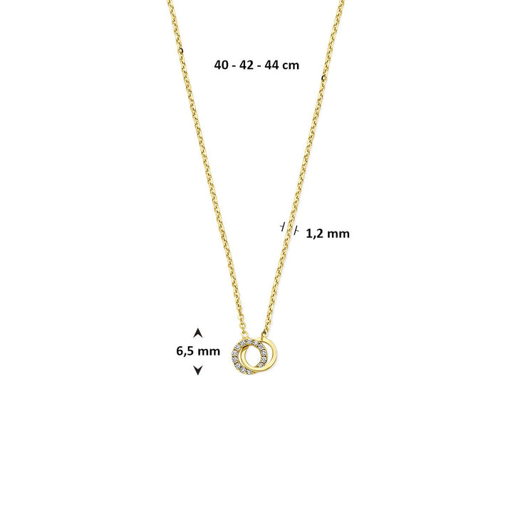 14k geelgouden dames collier met zirkonia