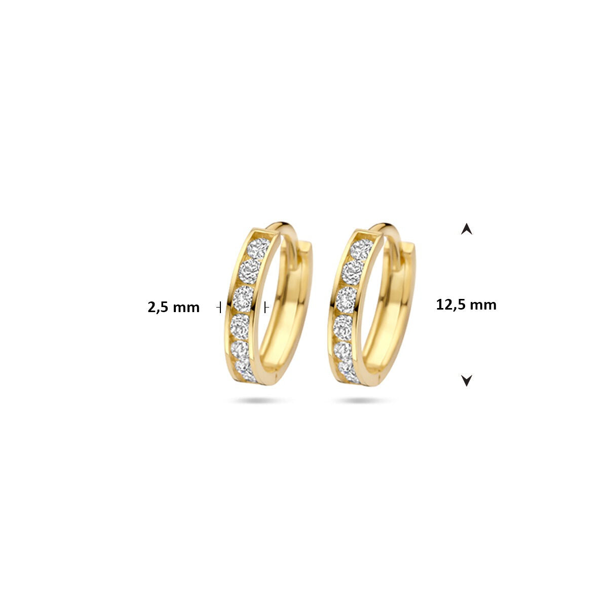 14K Gelbgold Klappcreolen mit Zirkonia-Reihe
