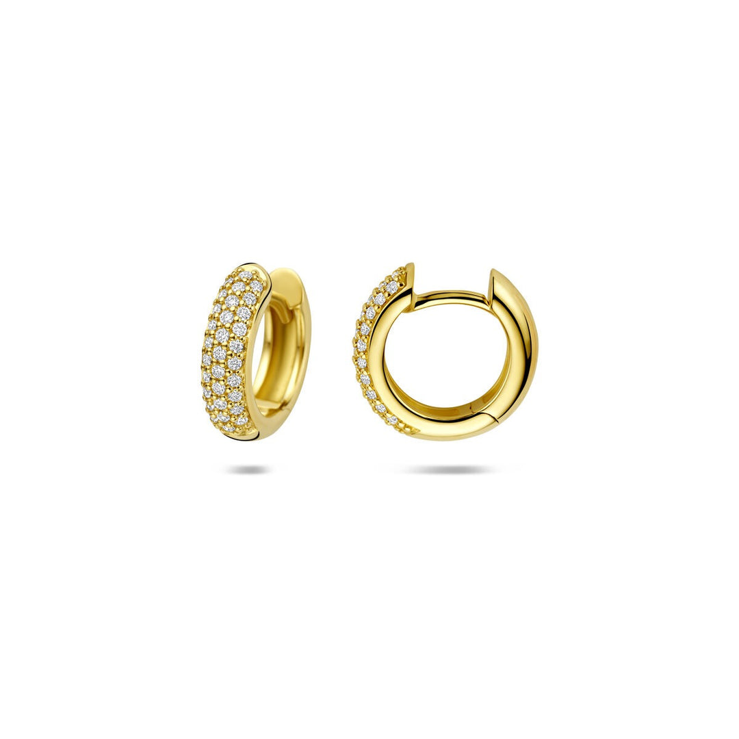 14k Geelgouden klapoorringen met diamant