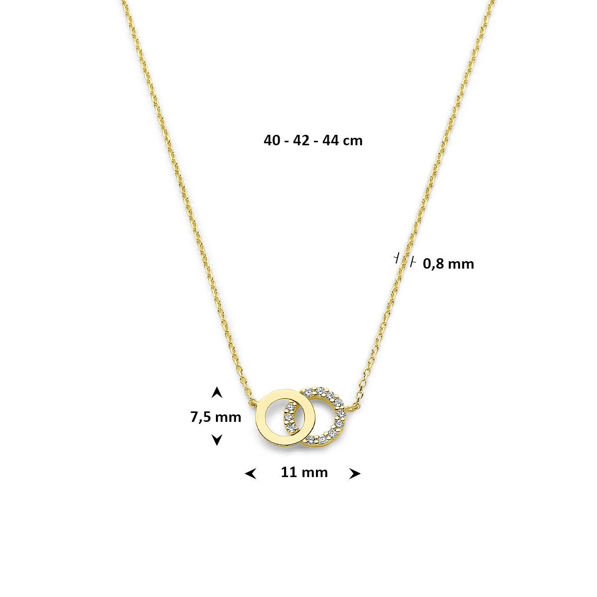 9K Gelbgold-Halskette mit Zirkonia
