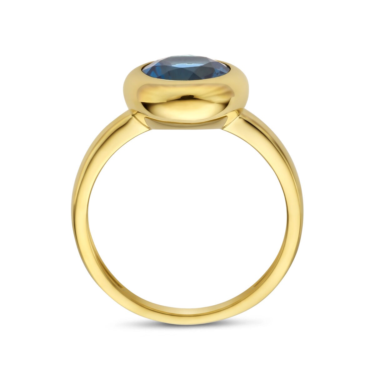 Damenring aus 14k Gelbgold mit London Blue Topas