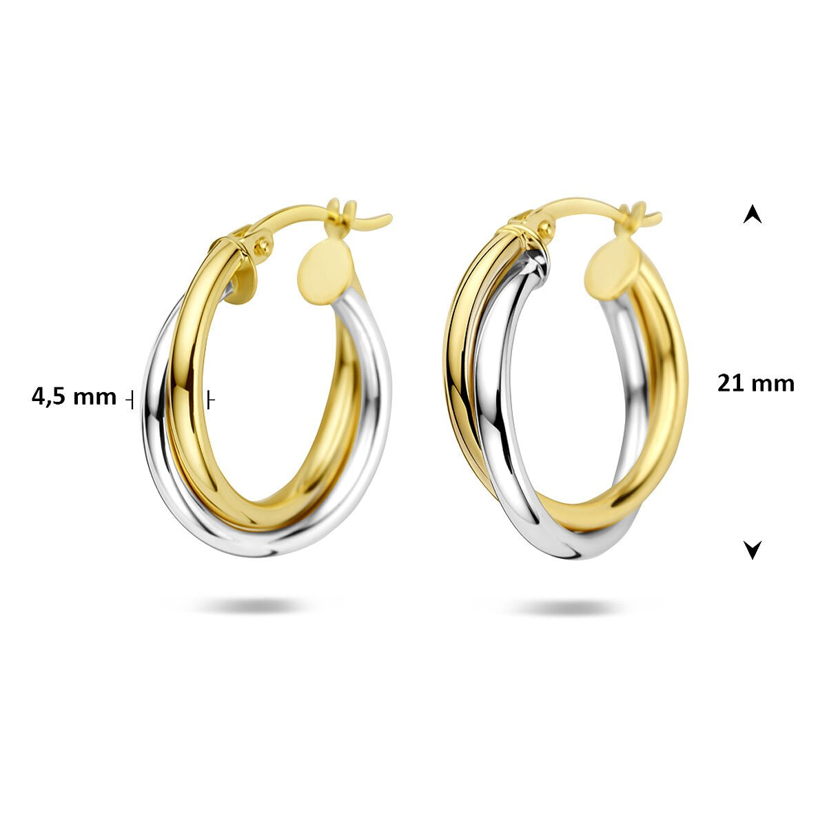 14k Bicolor-Ohrringe – Gelb- und Weißgold