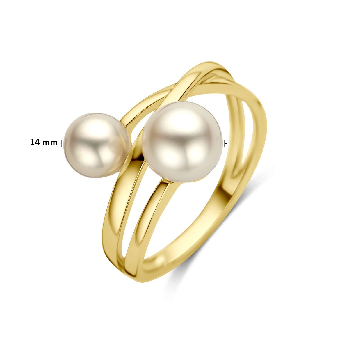 14 Karat Gelbgold Damenring mit Perlen