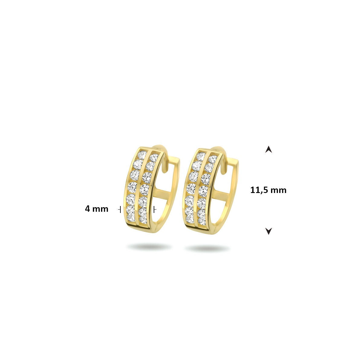 Goldene Klappcreolen mit Zirkonia – 9 K Gelbgoldfarben