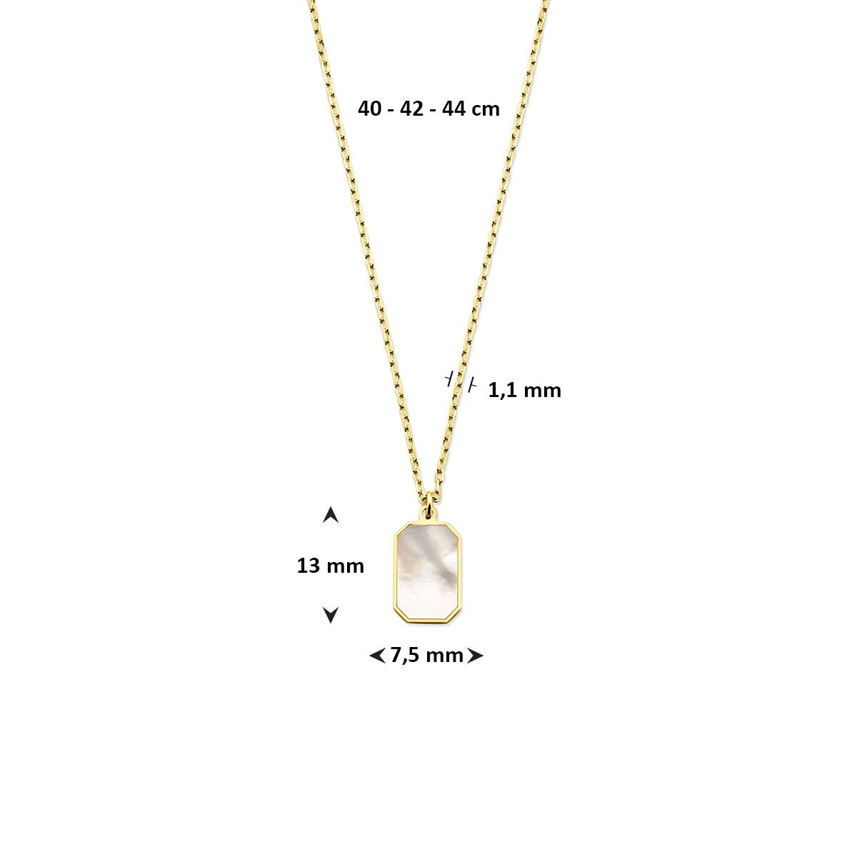 14K Gelbgold Damencollier mit Perlmutt