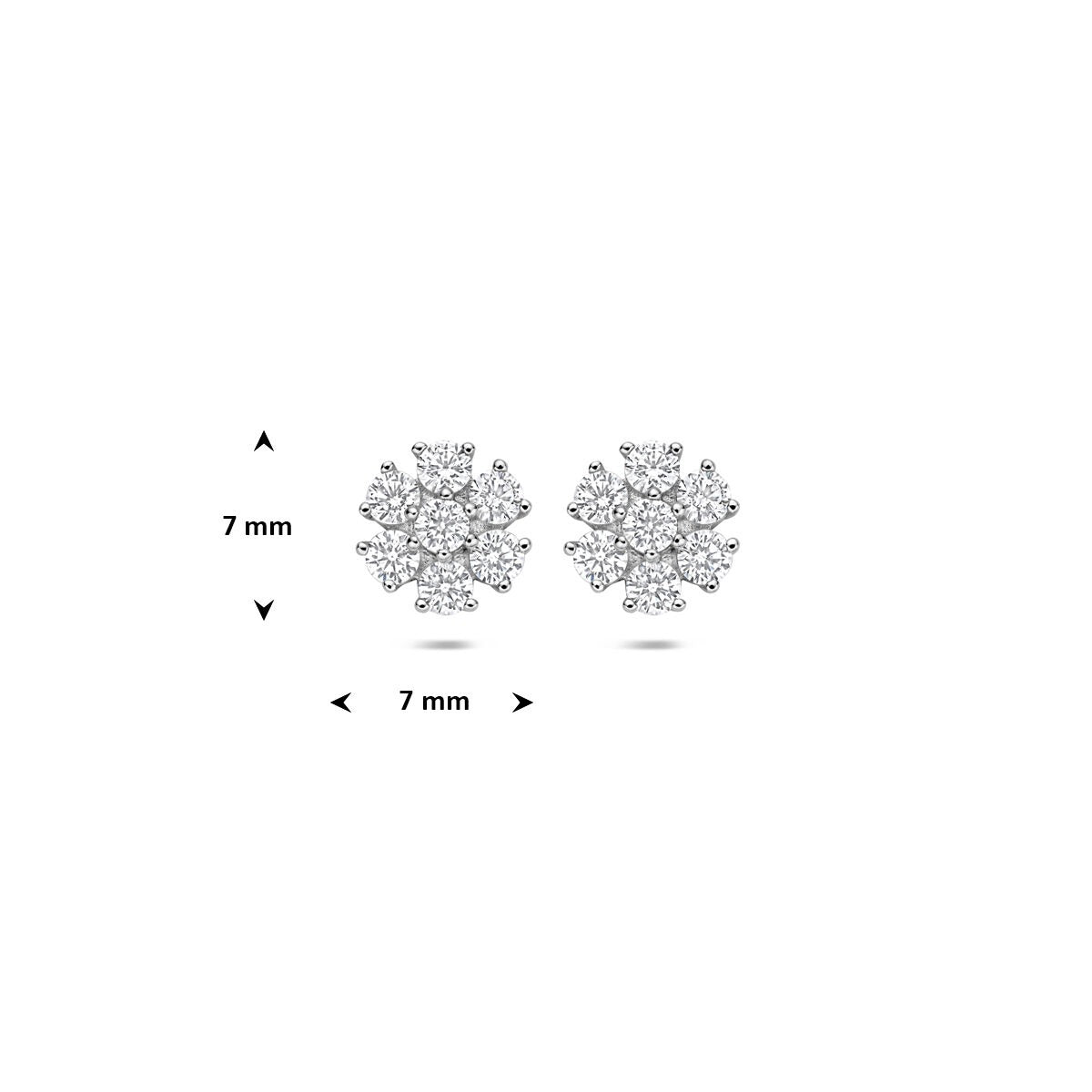 Ohrstecker Silber Blume mit Zirkonia – rhodiniertes 925er Silber