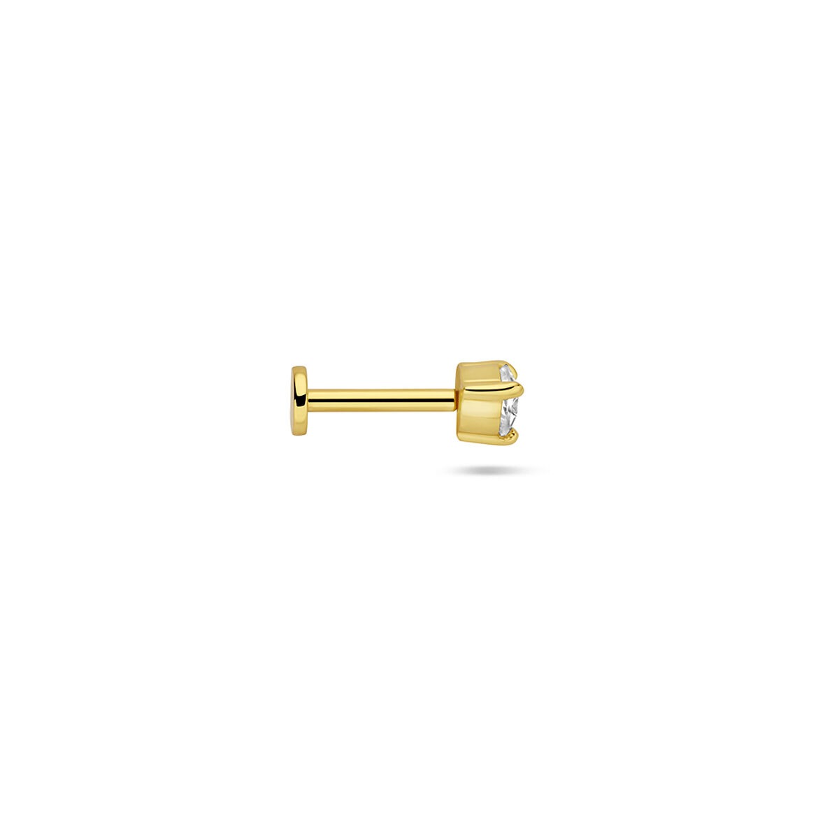 Vergoldetes silbernes Flat-Back-Piercing Herz mit Zirkonia – 925 Silber
