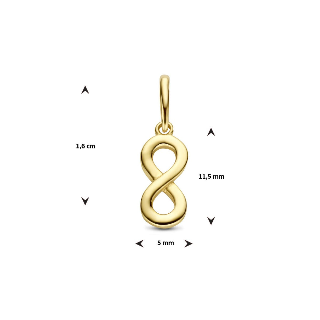 Gouden infinity hanger – 9k geelgoudkleurig