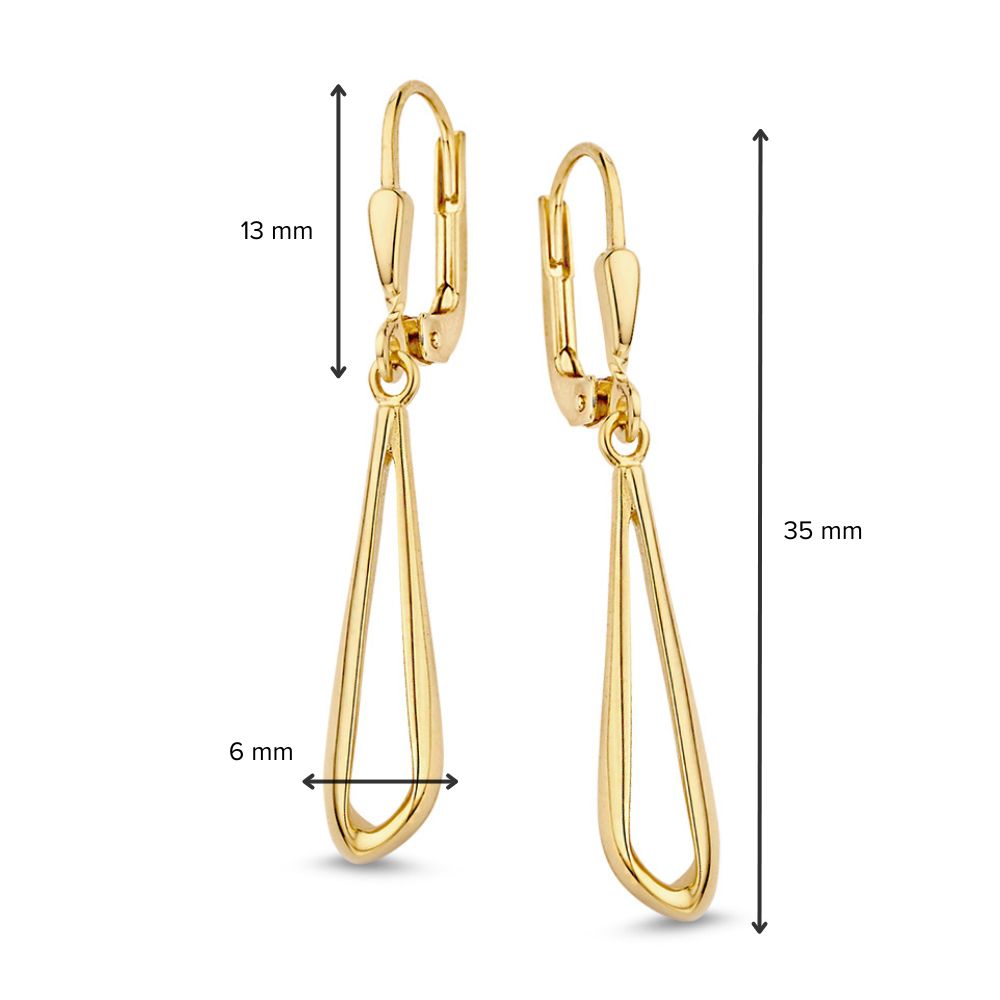 Gelbgold-Ohrhaken mit Anhängern in asymmetrischer Form – 14 Karat Gold
