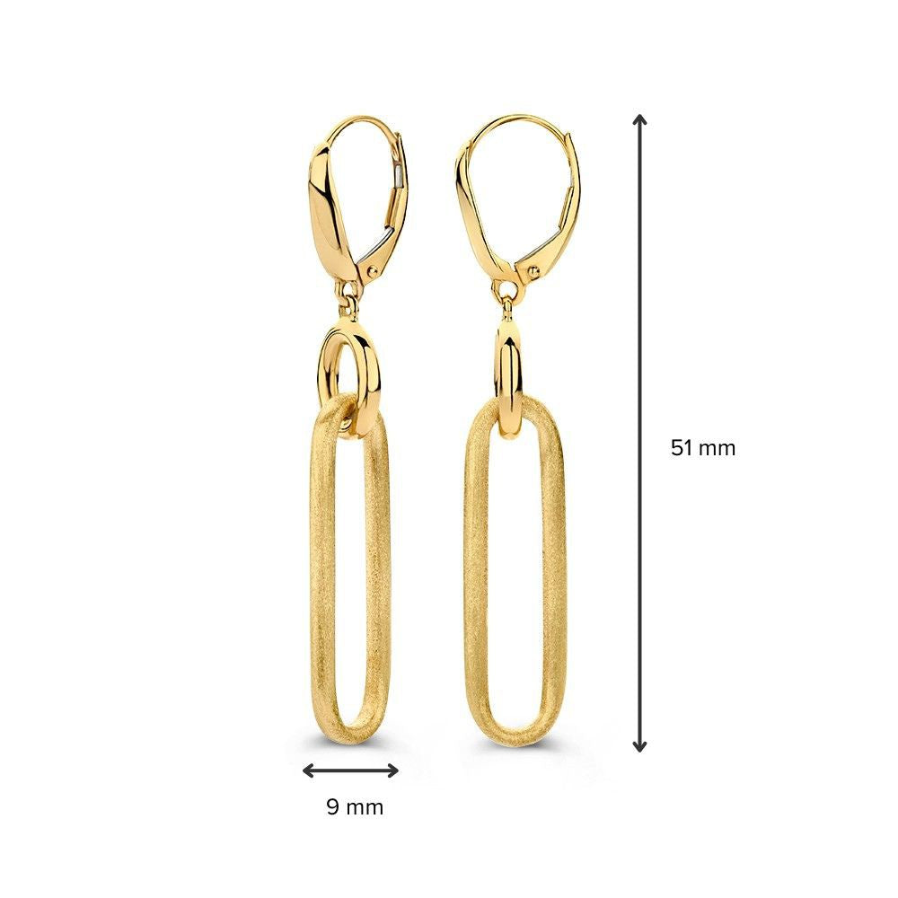 Auffällige Gelbgold-Ohrhänger mit mattierten Goldelementen – 14 Karat Luxus für Damen