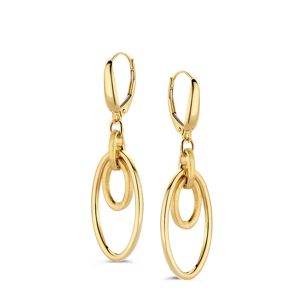 Gelbgoldene Ohrhänger mit offenen Hängern aus 14 Karat Gold in ovaler Form