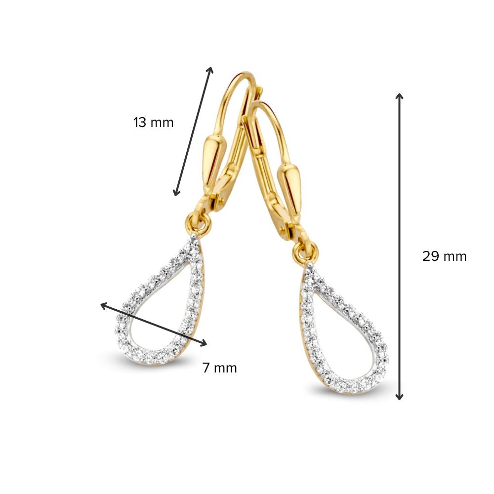 Gelbgoldene Ohrhaken mit Zirkonia-Anhängern – 14 Karat Gold