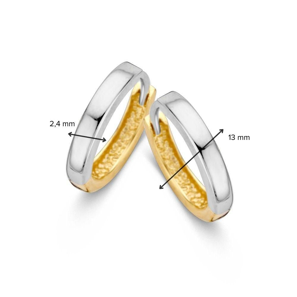 Bicolor Weiß- und Gelbgold Creolen – 14 Karat, 1,8 Gramm