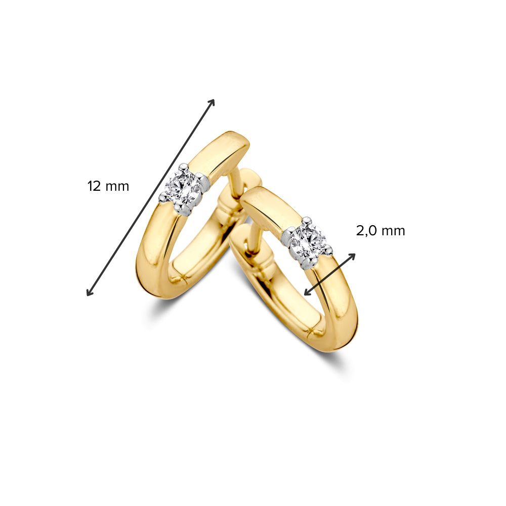 Bicolor-Ohrringe aus 14 Karat Gold mit Diamant – 0,10 Karat Brillantschliff, elegante Ohrringe für Damen
