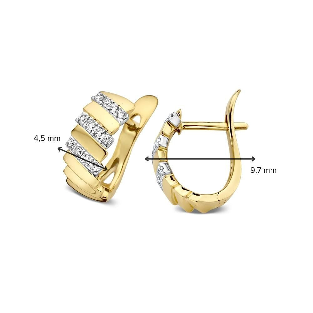 Bicolor-Ohrringe aus Gelb- und Weißgold mit Diamanten – 14 Karat Ohrringe mit 0.14 Karat Diamanten