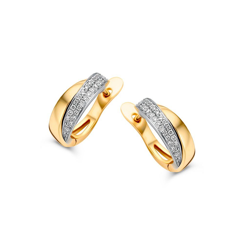 Bicolor Ohrhänger aus Gelb- und Weißgold mit Pavé-Setzung von Diamanten, 0,20 Karat