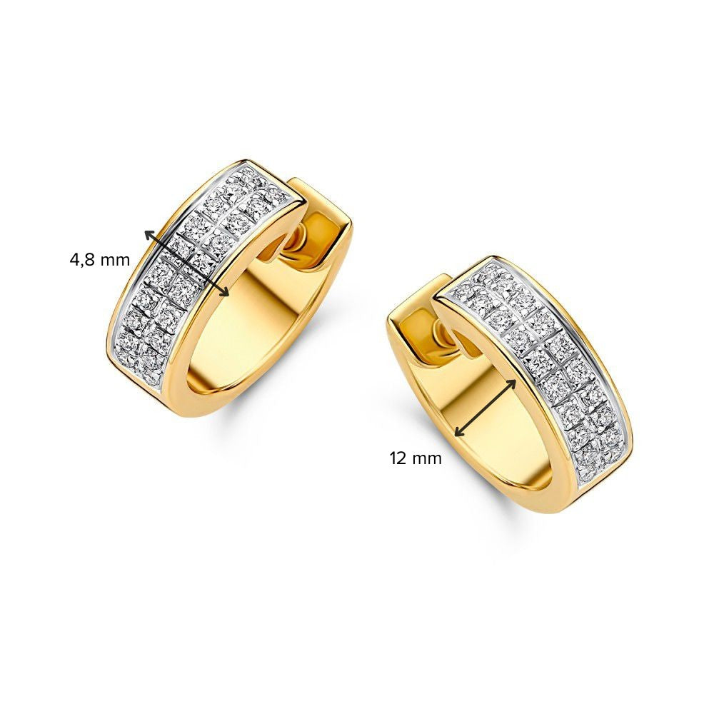 Bicolor Weiß- und Gelbgold Creolen mit Diamanten – 14 Karat Ohrringe mit 0.31 Karat Brillanten