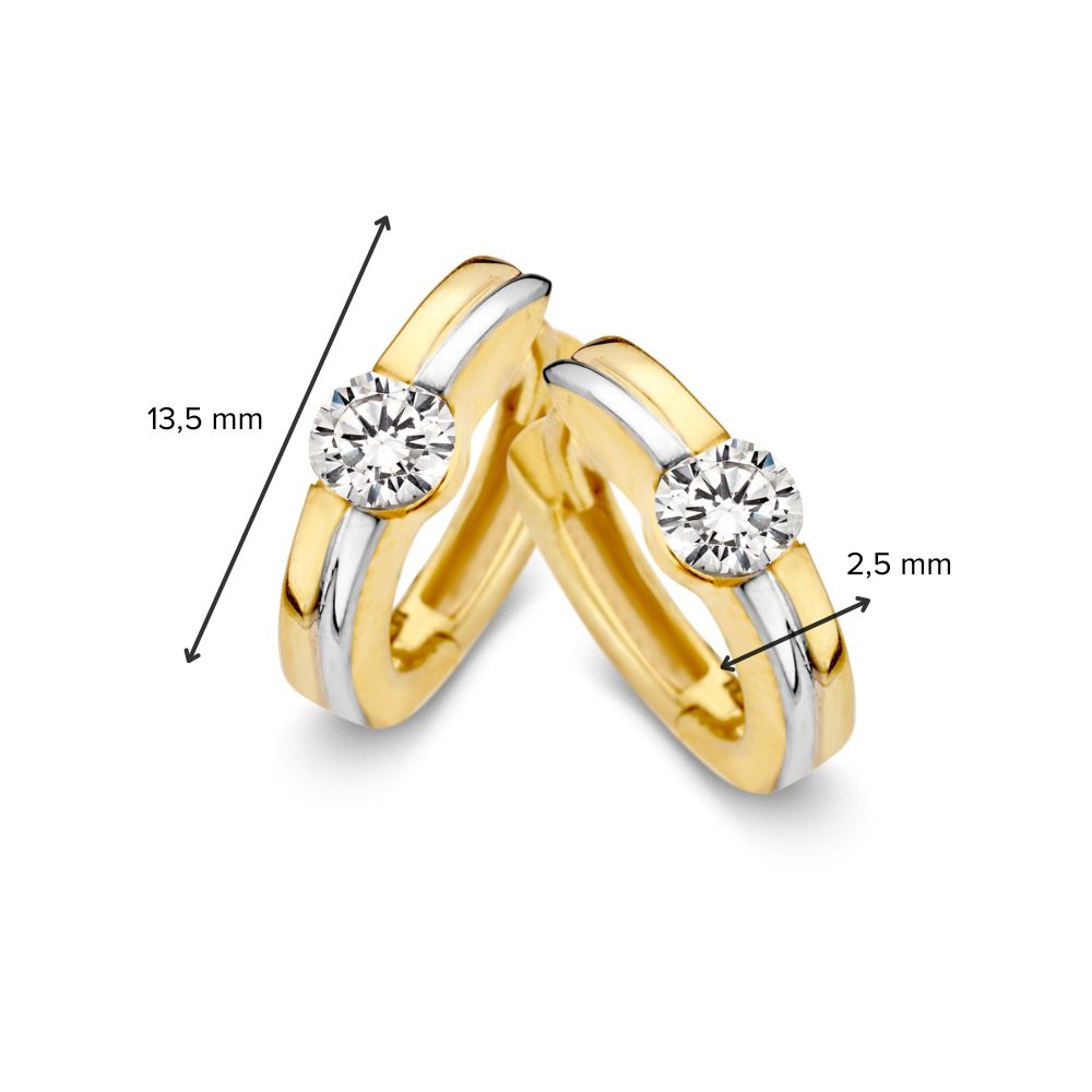 Bicolor Goldohrringe in schlankem Design mit Zirkonia – Zeitlose Eleganz