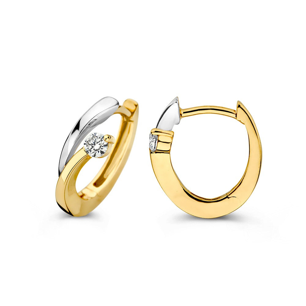 Bicolor-Ohrringe aus Weiß- und Gelbgold mit Zirkonia – Subtile Eleganz für jeden Tag