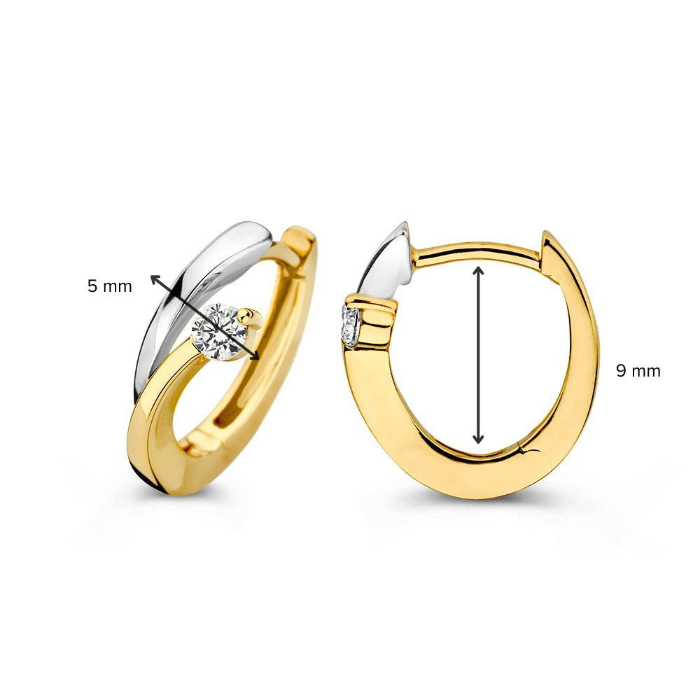 Bicolor-Ohrringe aus Weiß- und Gelbgold mit Zirkonia – Subtile Eleganz für jeden Tag
