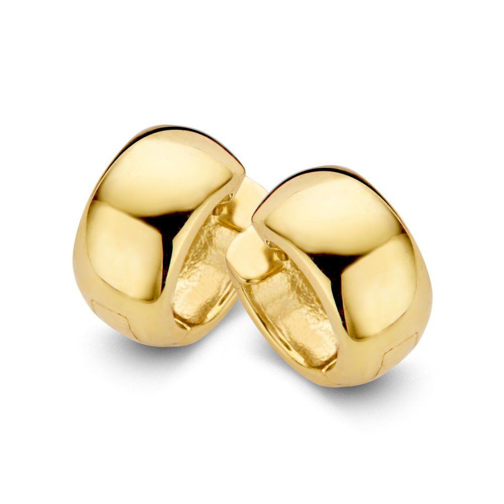 Breite Ohrhänger aus 14 Karat Gelbgold, 7 mm breit, mit glänzender Oberfläche