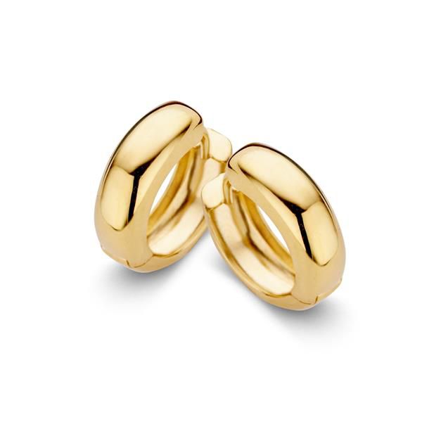 Klapcreolen aus Gelbgold in runder Form mit glänzender Oberfläche