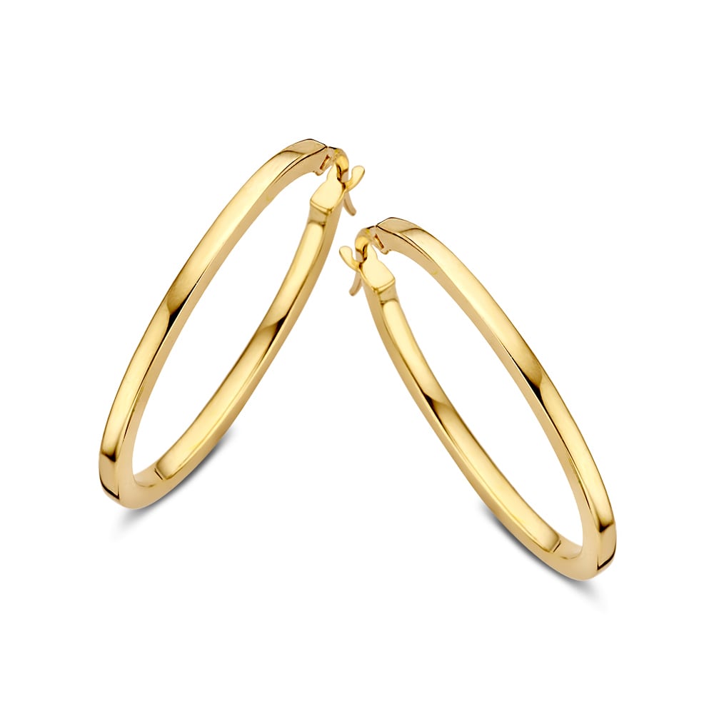 Zeitlose Ohrhänger aus 14-karätigem Gelbgold mit elegantem, minimalistischem Design und 16 x 25 mm Innendurchmesser