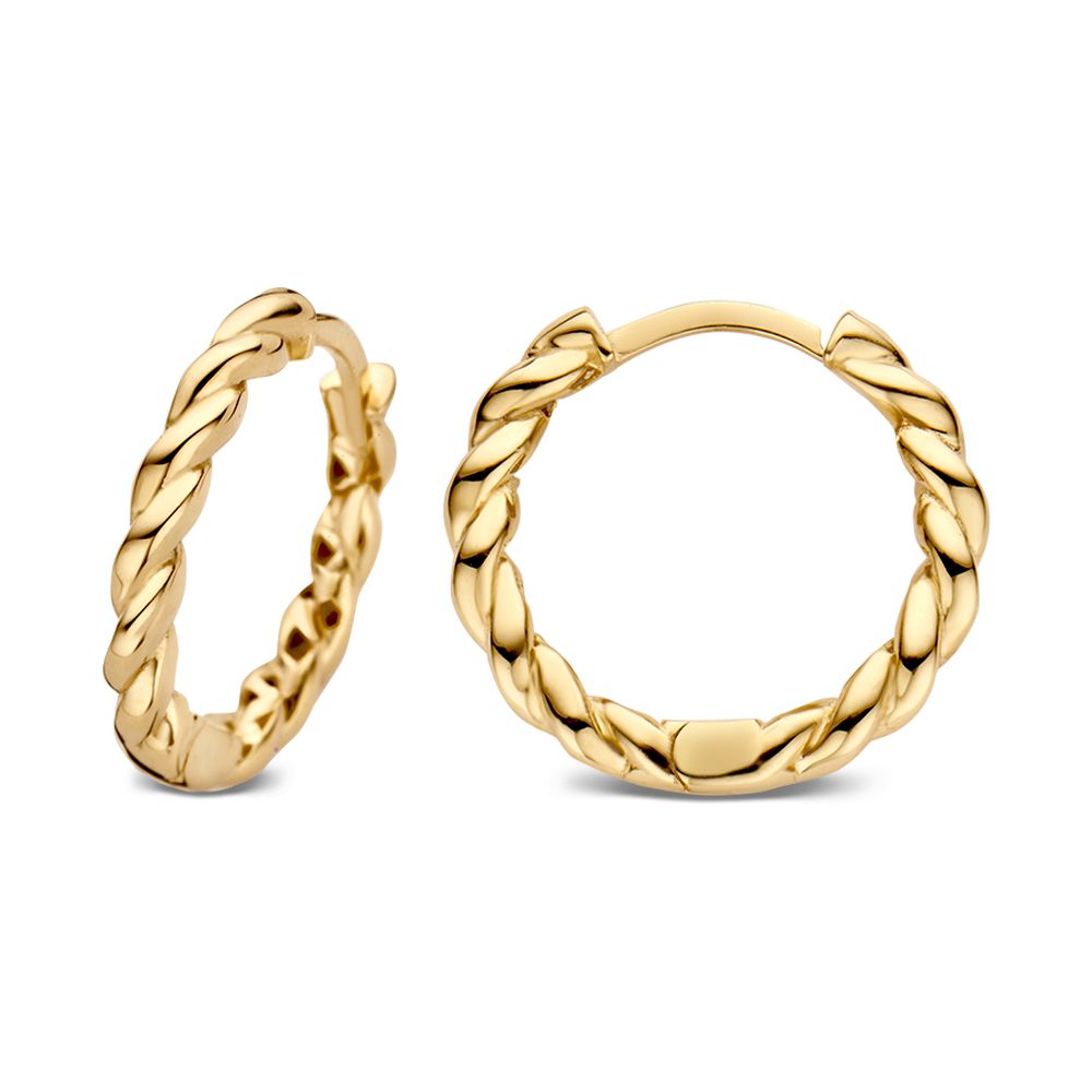 Gelbgold-Ohrringe mit gedrehtem Design – elegante Ohrringe von Van der Kooij