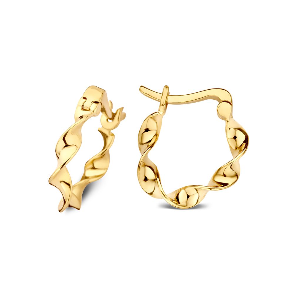 Gelbgoldene Ohrringe mit gedrehtem Design – Elegante Ohrringe für Damen | Van der Kooij