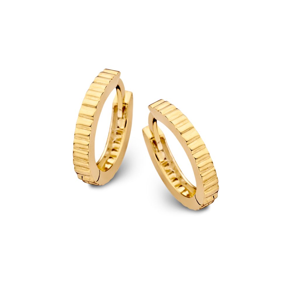 Gelbgoldene Ohringe mit geriffeltem Design aus 14 Karat Gold