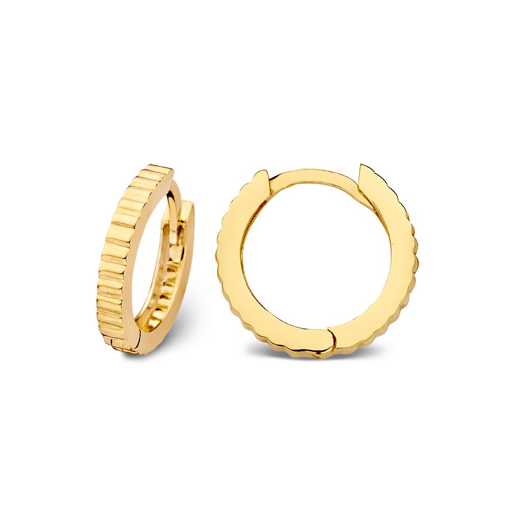 Gelbgoldene Ohrringe mit gerilltem Design | 14 Karat Gold – Van der Kooij
