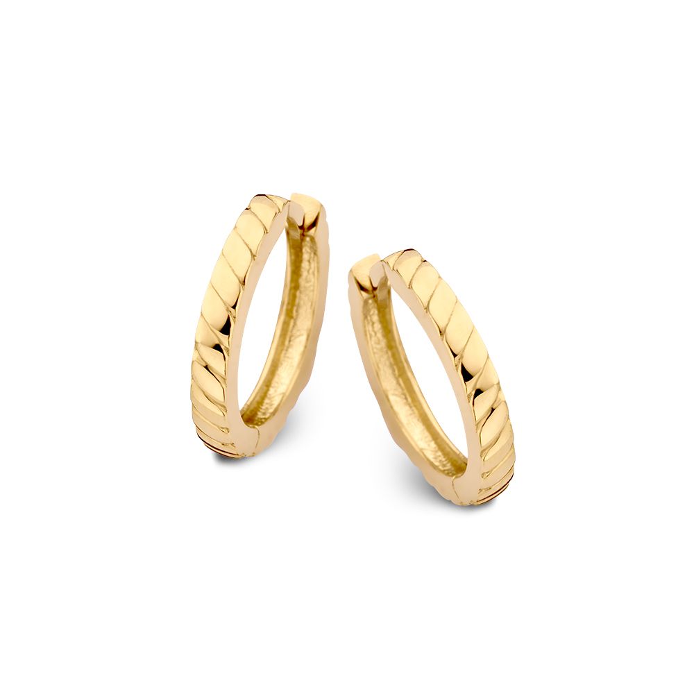 Gelbgoldene Ohrringe mit geriffeltem Design aus 14 Karat Gold