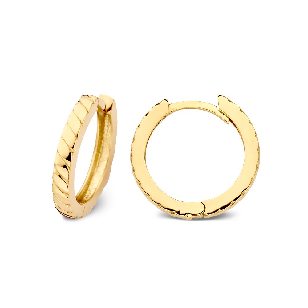Gelbgoldene Ohrringe mit Rillen-Design | 14 Karat Gold – Van der Kooij