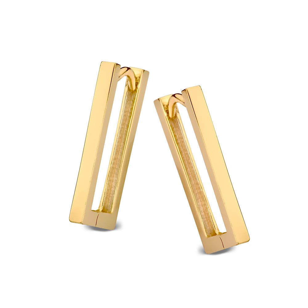 Gelbgoldene Ohrringe mit geradlinigem rechteckigem Design aus 14 Karat Gold